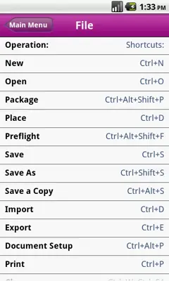 Shortcuts for InDesign android App screenshot 1